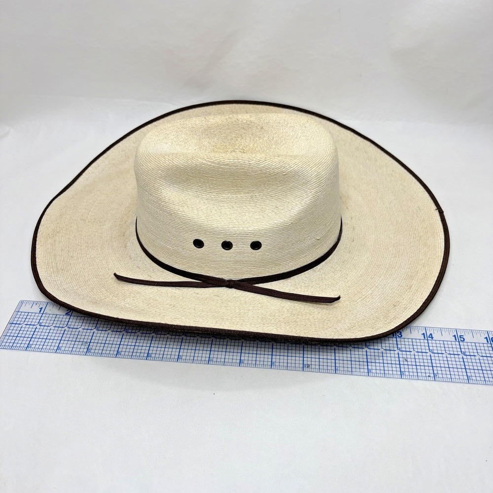 Atwood Western Hat 5X Ivory Straw Hereford Low Crown Long Oval Men Cowboy Mexico - Picture 9 of 12